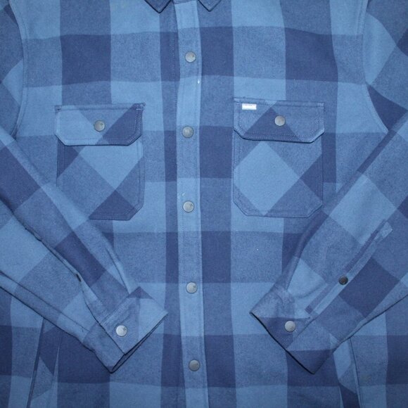 Hurley Men Black and Blue Flannel Jacket Long Sleeve Size 2XL Missing Buttons - Picture 3 of 10